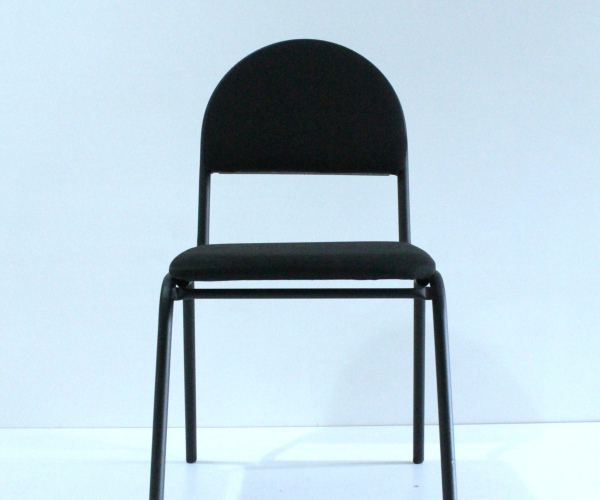 Metal chair with black fabric