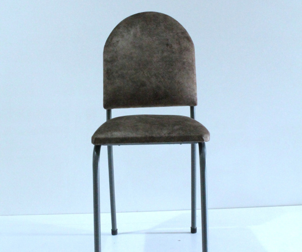 Metal chair with brown fabric